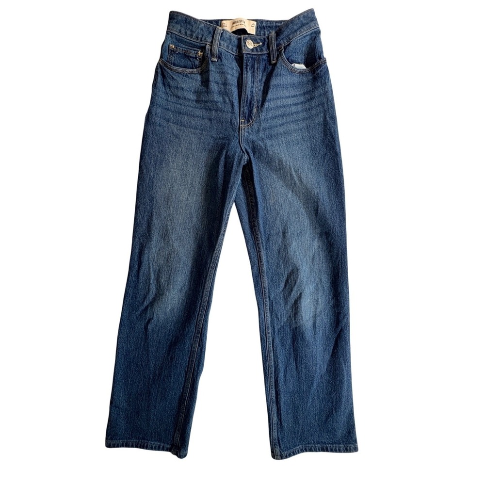 Hollister Ultra High-Rise Dad Jeans W24 Short Medium Wash Straight Leg Denim
